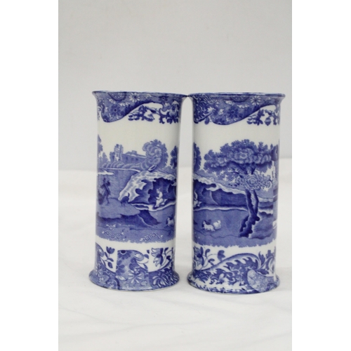 299 - A PAIR OF COPELAND SPODE, 'ITALIAN' CYLINDER VASES, HEIGHT 15CM