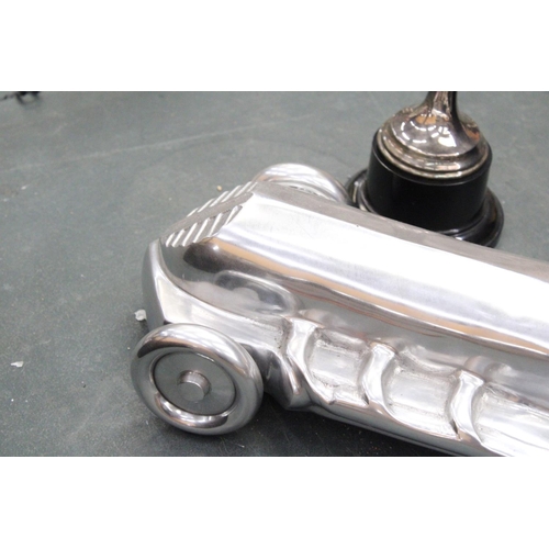 86 - A LARGE CHROME ART DECO RACING CAR, LENGTH APPROX 55CM