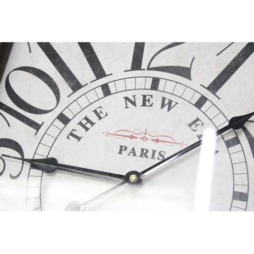 88 - THE NEW ERA, PARIS, WOODEN WALL CLOCK, 38CM X 72CM