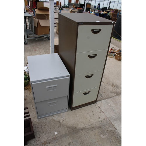 1873 - A FOUR DRAWER METAL FILING CABINET AND FURTHER TWO DRAWER METAL FILING CABINET