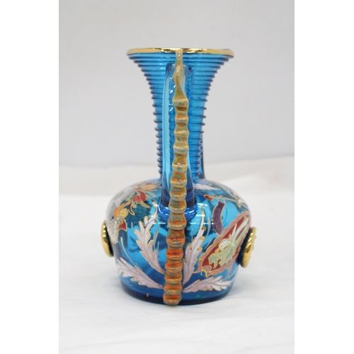 197 - A 1960'S/70'S, LARGE ROYO GLASS VASE WITH GILDED ENAMEL DECORATION, HEIGHT 20CM