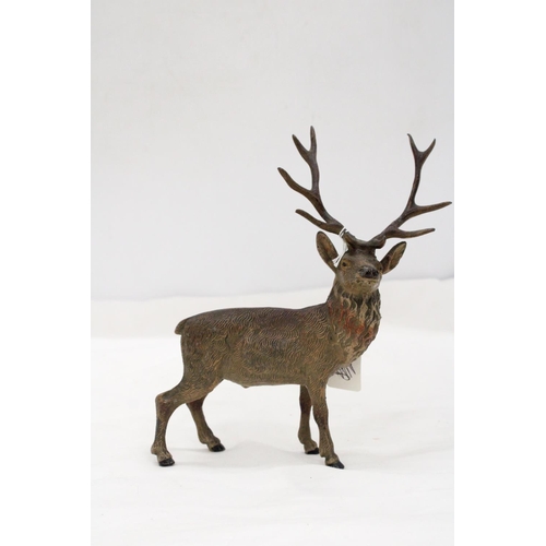 201 - A METAL FIGURE OF A STAG, HEIGHT 20CM