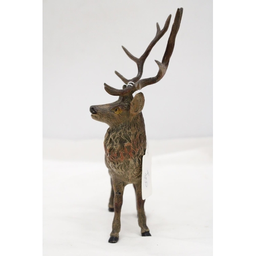 201 - A METAL FIGURE OF A STAG, HEIGHT 20CM