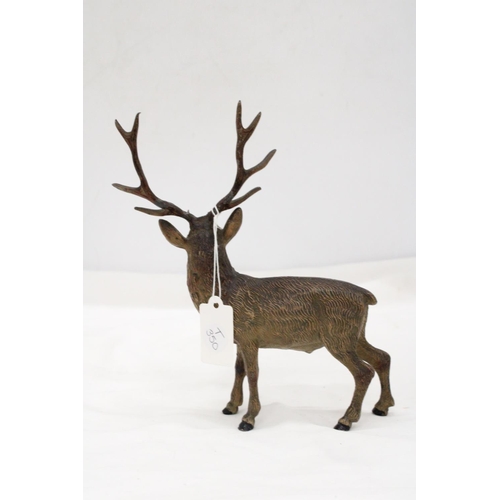 201 - A METAL FIGURE OF A STAG, HEIGHT 20CM