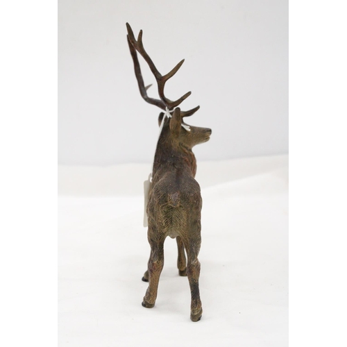 201 - A METAL FIGURE OF A STAG, HEIGHT 20CM