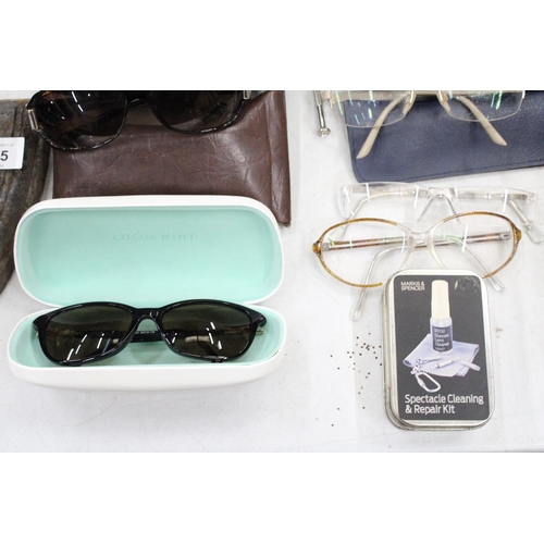 203 - A COLLECTION OF GLASSES AND SUNGLASSES, MARKED COCOA MINT, PIERRE CARDIN, ETC