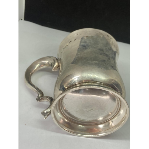 53 - A HALLMARKED SHEFFIELD SILVER TANKARD GROSS WEIGHT 259 GRAMS