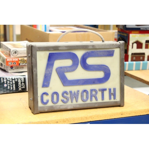 66 - AN RS COSWORTH ILLUMINATED LIGHT BOX SIGN - 30 X 20 CM