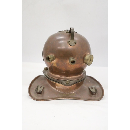 111 - A VINTAGE COPPER AND BRASS DIVERS HELMET