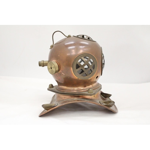 111 - A VINTAGE COPPER AND BRASS DIVERS HELMET