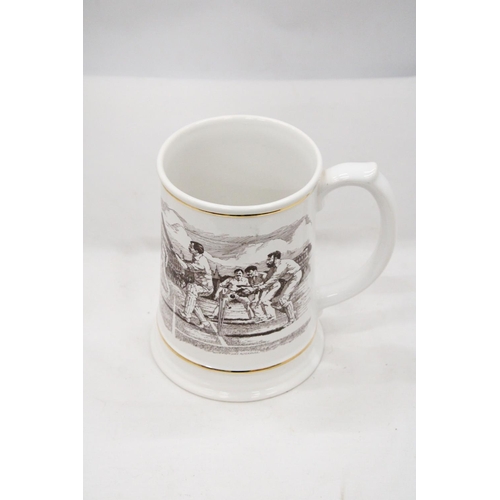 118 - A LARGE LIMITED EDITION FRANKLIN PORCELAIN ASHES TANKARD 1882-1982 - APPROXIMATELY 16CM HIGH