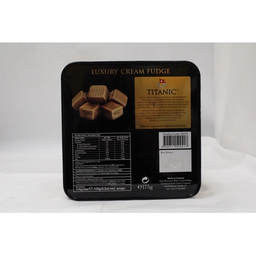 132 - TWO R.M.S. TITANIC LUXURY IRISH CREAM FUDGE TINS