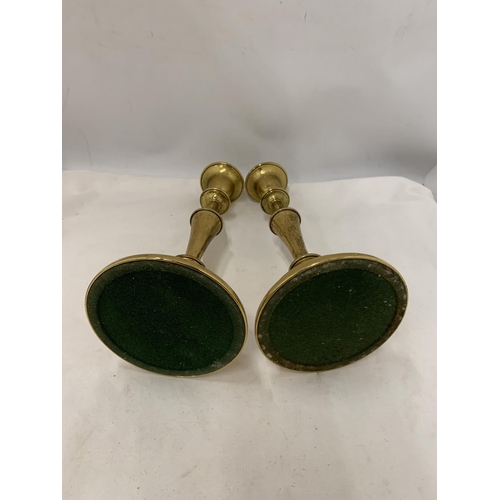 168 - TWO LARGE BRASS CANDLESTICKS 27 CM