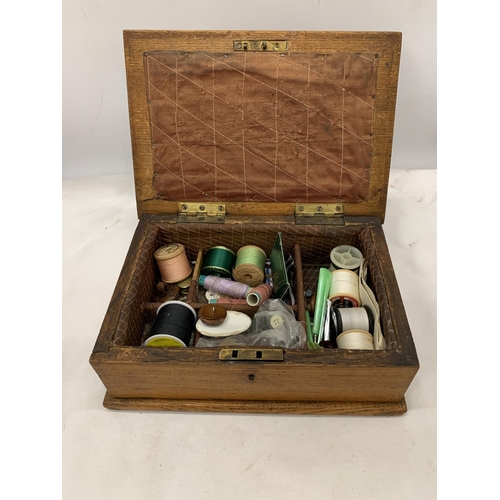 178 - AN 1883 VICTORIAN SEWING BOX WITH CONTENTS