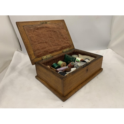 178 - AN 1883 VICTORIAN SEWING BOX WITH CONTENTS