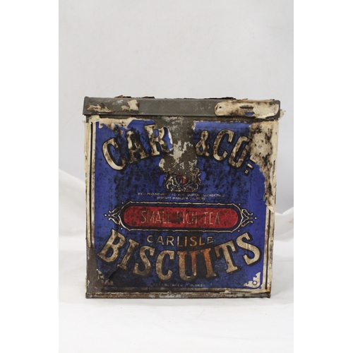 232 - A CARRS OF CARLISLE LARGE BISCUIT TIN - APPROXIMATELY 26CM X  23CM