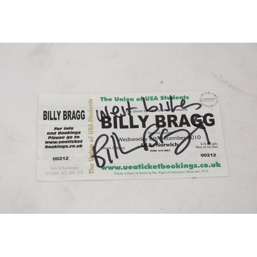 235 - A SIGNED BILLY BRAGG ON NORWICH STUDENT UNION TICKET