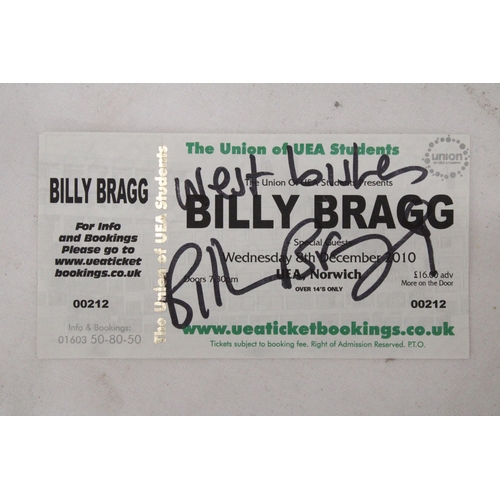 235 - A SIGNED BILLY BRAGG ON NORWICH STUDENT UNION TICKET