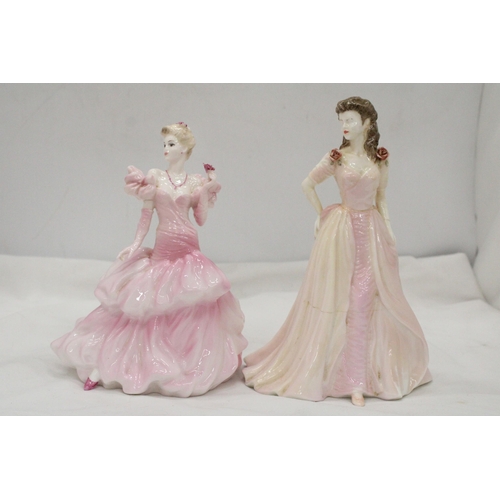 294 - TWO COALPORT LADY FIGURES, BOTH A/F