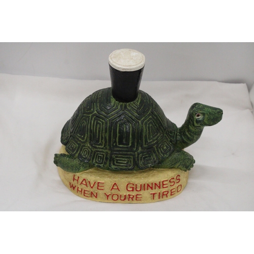 298 - A LARGE, GUINNESS, RESIN TORTOISE, ADVERTISING FIGURE, HEIGHT 25CM, LENGTH 28CM