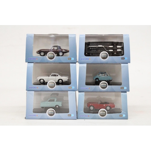 338 - SIX VARIOUS AS NEW AND BOXED OXFORD AUTOMOBILE COMPANY VEHICLES