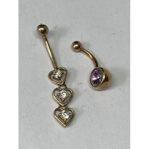 738 - FOUR 9 CARAT GOLD BELLY BUTTON BARS