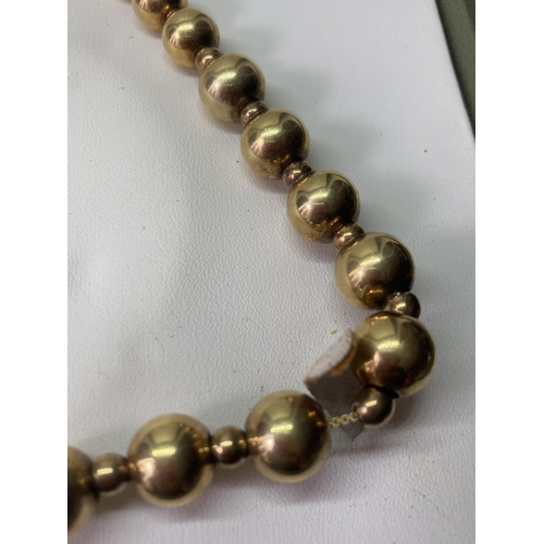 741 - A 1980'S SILVER GILT SPHERE NECKLACE WITH DIAMANTE BALL IN A PRESENTATION BOX