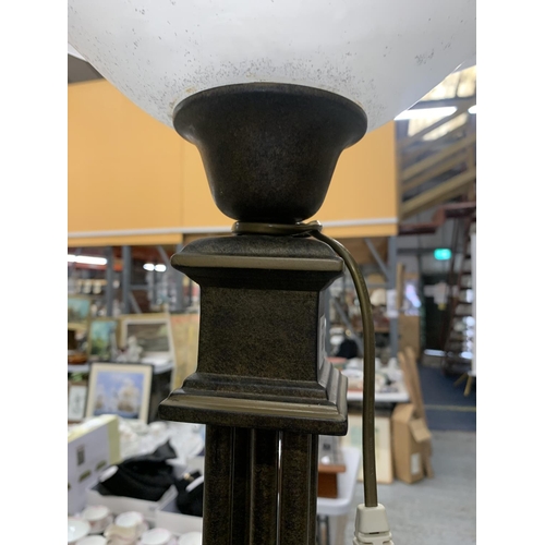 893 - A HEAVY METAL, COLUMN, UPLIGHTER STANDARD LAMP, WITH PEDESTAL BASE, 5FT, 6