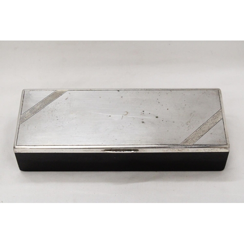 917 - A ART DECO BOX WITH SILVER PLATED LID