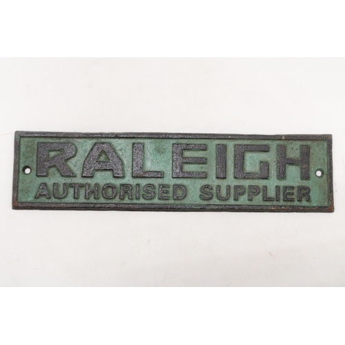 938 - A CAST IRON RALEIGH AUTHORISED SUPPLIER SIGN