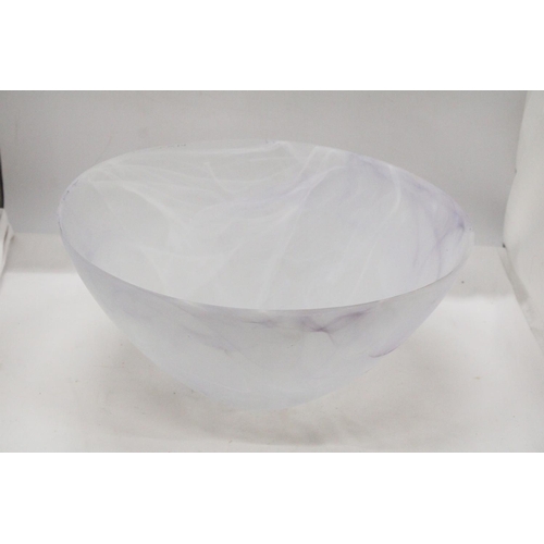 956 - A LARGE VEINED PURPLE BOWL - 39 CM DIAMETER