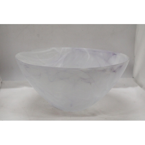 956 - A LARGE VEINED PURPLE BOWL - 39 CM DIAMETER