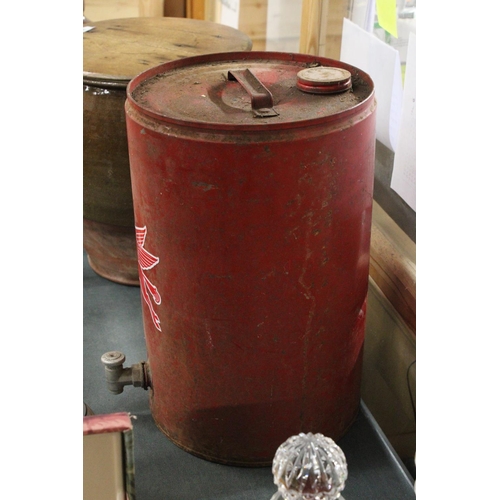 975 - A VINTAGE MOBIL OIL DRUM