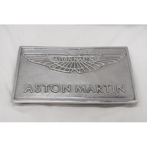 984 - AN ALUMINIUM ASTON MARTIN WALL PLAQUE, 30CM X 17CM