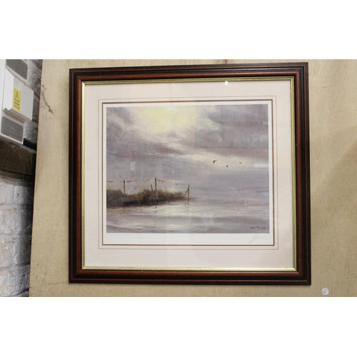 1013 - A LIMITED EDITION, NO. 388, PRINT OF A SEASCAPE, SIGNED JOHN TRICKETT, 68CM X 62CM