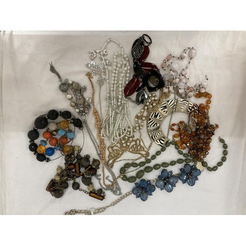 1066 - A BAG OF VINTAGE COSTUME JEWELLERY