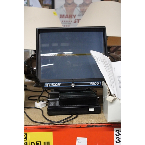 1109 - A EYECOM MICROFICHE READER, DESKTOP MODEL 1000, TOGETHER WITH A QUANTITY OF STAMP RELATED SLIDES AND... 