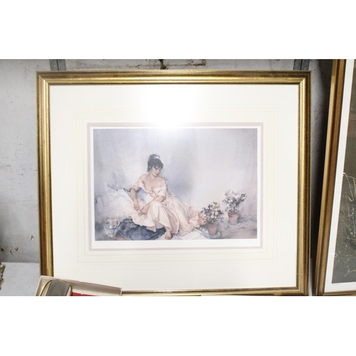 1117 - A FRAMED WILLIAM RUSSELL-FLINT UNSIGNED LIMITED EDITTION PRINT (457/573) OF LADY WITH PLANTS