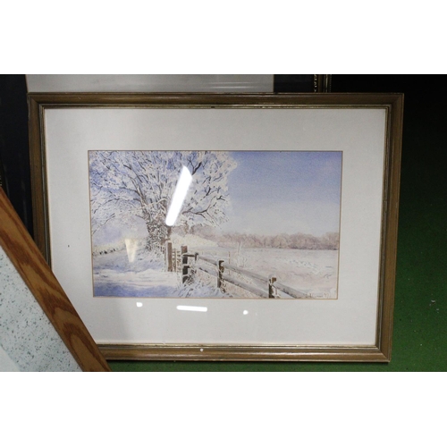 1121 - A FRAMED PENCIL DRAWING OF PEAK FOREST CANAL BY KENNETH MILES TOGETHER WITH TWO FRAMED PRINTS OF WIN... 