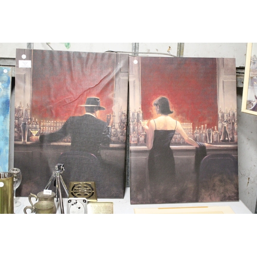 1123 - A PAIR OF CANVAS PRINTS - BRENT LYNCH CIGAR BAR AND EVENING LOUNGE