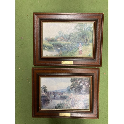 1144 - TWO FRAMED E WALBOURN PRINTS, 'WALK BY THE RIVER' AND 'BY THE RIVER BANKS'