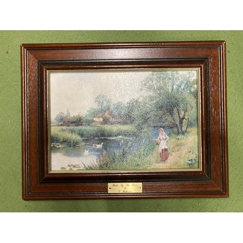 1144 - TWO FRAMED E WALBOURN PRINTS, 'WALK BY THE RIVER' AND 'BY THE RIVER BANKS'