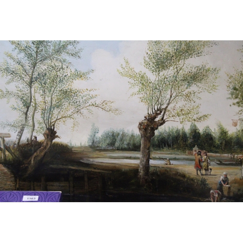 1159 - A LARGE CONTINENTAL OIL PAINTING ON BOARD, COPY OF A JAN VAN DE HEYDEN WORK, 1637-1712, PAINTED BY L... 