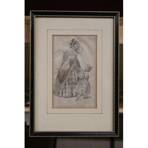 1221 - THREE SMALL FRAMED PRINTS OF VINTAGE COSTUMES