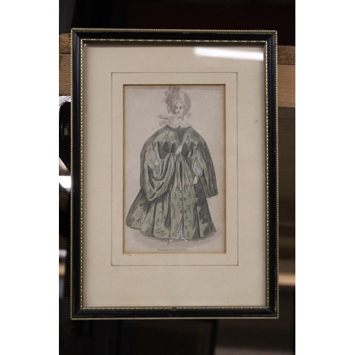 1221 - THREE SMALL FRAMED PRINTS OF VINTAGE COSTUMES