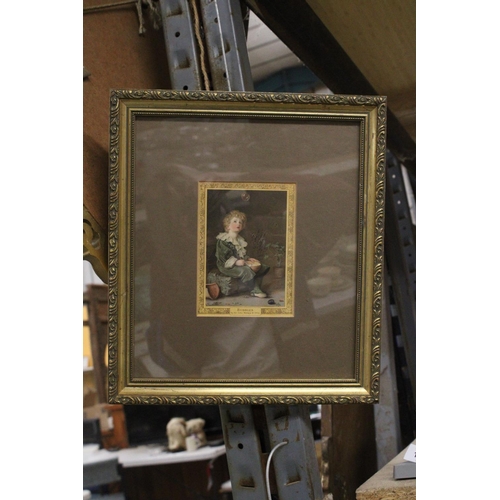 1231 - A FRAMED VINTAGE PEARS SOAP PRINT IN A GILT FRAME 30CM X 34CM