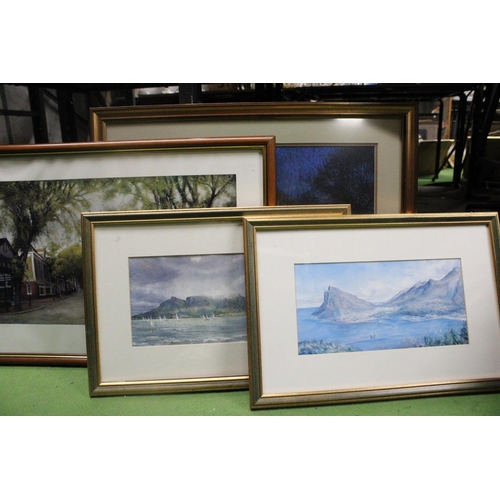 1251 - FOUR FRAMED PRINTS TO INCLUDE SEASCAPES, 'EARLY MORNING, MAIN STREET, NANTUCKET', ETC