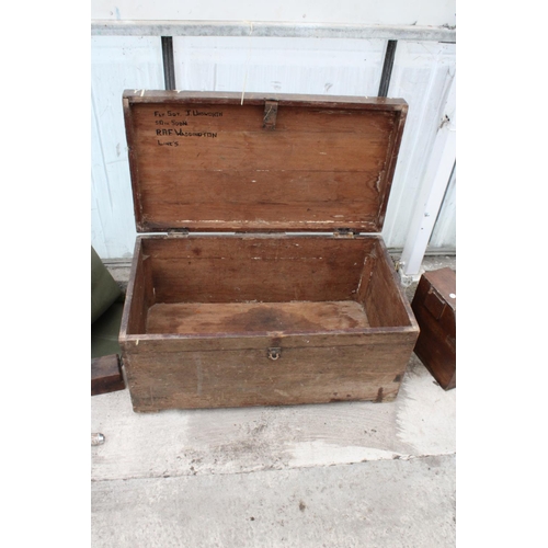 1651 - A VINTAGE PINE TOOL CHEST WITH METAL HANDLES