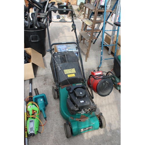 1686 - A POWER BASE PETROL LAWN MOWER WITH GRASS BOX