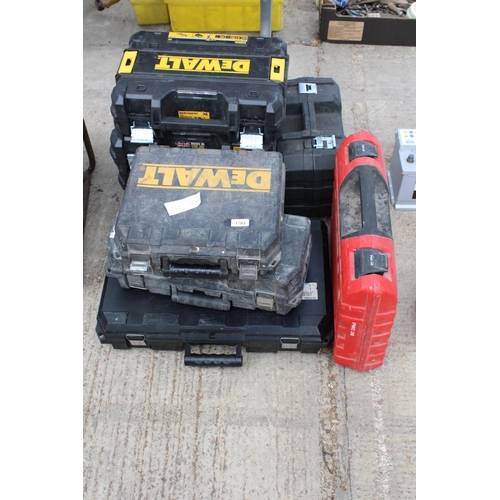 1703 - NINE VARIOUS EMPTY TOOL CASES TO INCLUDE HILTI AND DEWALT ETC